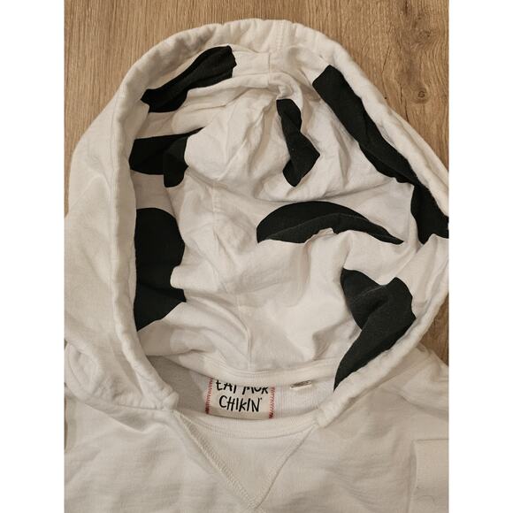 Unisex Chick-Fil-A Cow Print Hoodie Double Pocket Cream Sweatshirt Size 2XL - Picture 8 of 9